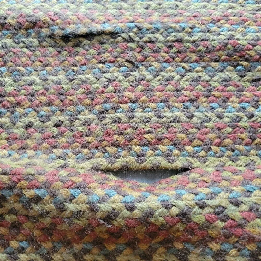 Hand Woven Woolen Wool Crochet Throw Rug Multi Color